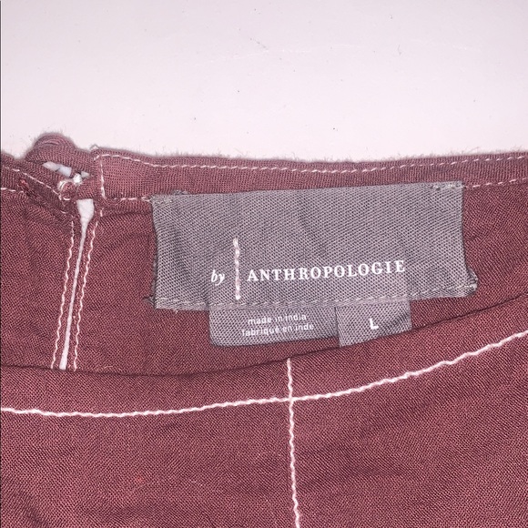 By Anthropologie Cap Sleeve Babydoll Cropped Airy Mauve Purple Cottage Blouse L - Picture 7 of 14